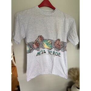 Vintage Mesa Verde National Park T-Shirt Cal Cru Pottery Graphic Heather Gray‎ M